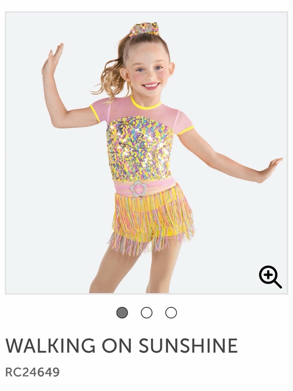 Girls Rainbow Sequin Dance Costume - Pink & Yellow (MC)